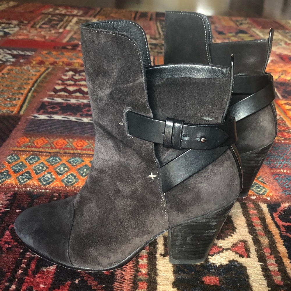 Rag & Bone Grey Suede Heeled Booties